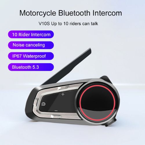 10-way Bluetooth motorcycle helmet intercom within 2000M IP67 waterproof music sharing 6 FM channel presets