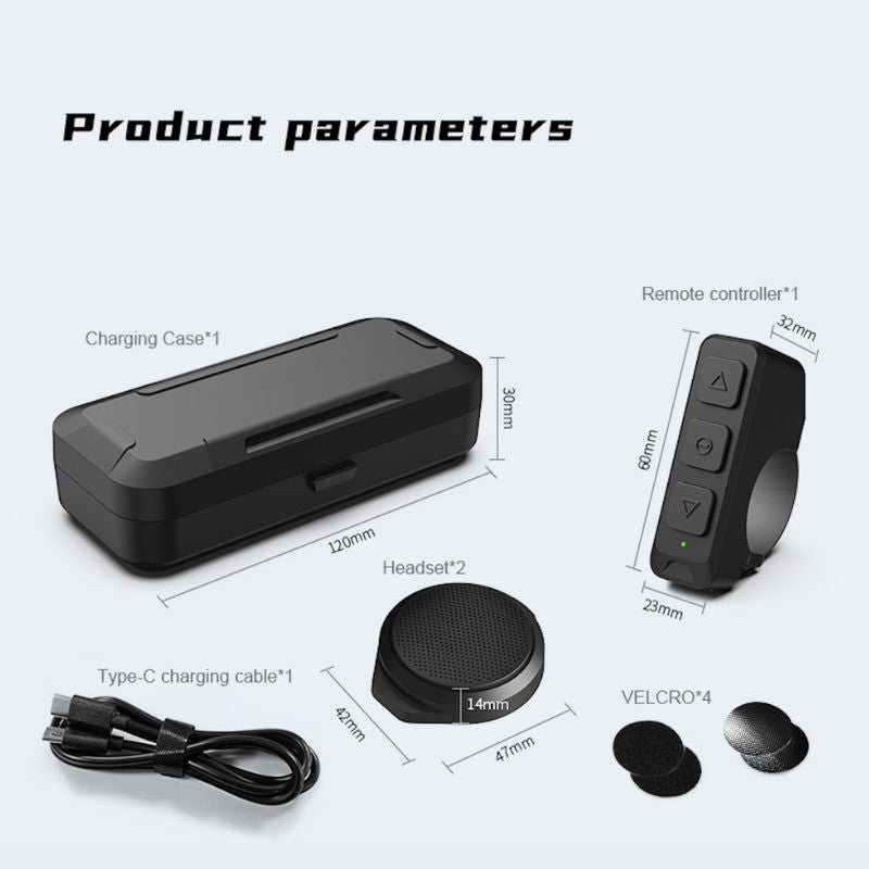 Motorcycle Helmet Headphones, True Wireless Earbuds Bluetooth with Charging Box for Audio Ready Helmet, remote control on handlebar