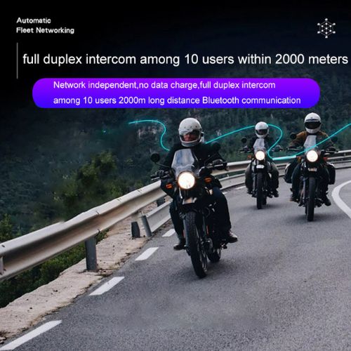 10-way Bluetooth motorcycle helmet intercom within 2000M IP67 waterproof music sharing 6 FM channel presets