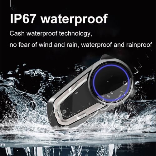 10-way Bluetooth motorcycle helmet intercom within 2000M IP67 waterproof music sharing 6 FM channel presets