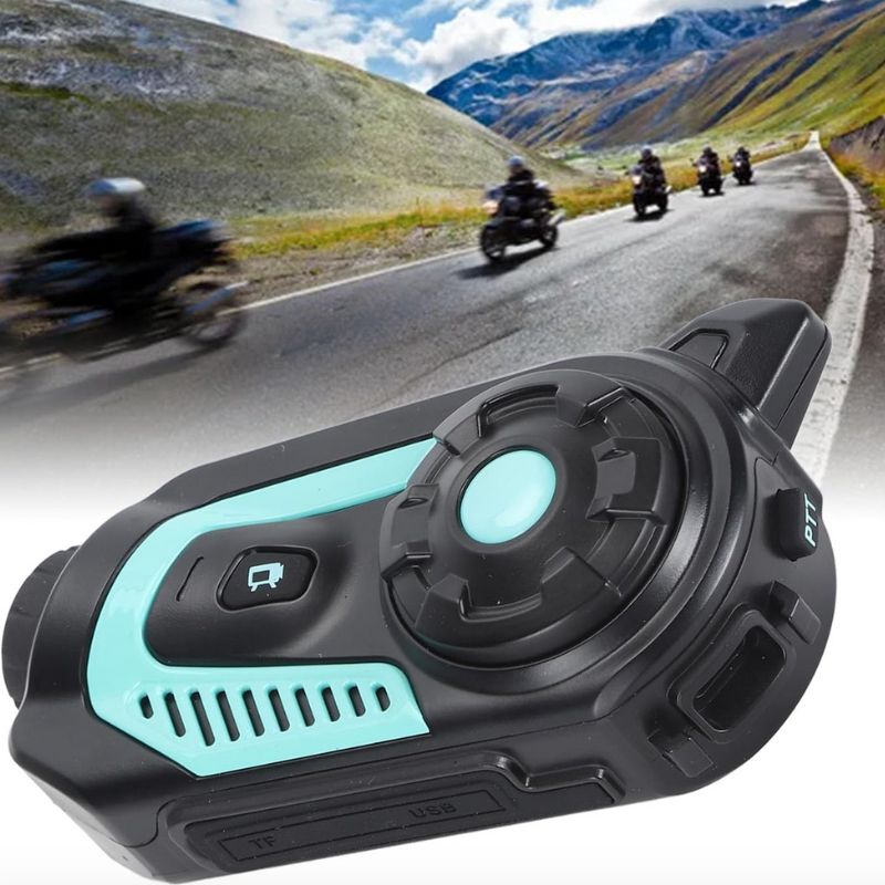 Motorcycle Bluetooth Headset with Camera, HD 4K WiFi Dash Camera Recorder Motorbike Helmet Headset, 6 Riders Intercom, IP66 Waterproof, 1000M /3280ft Distance